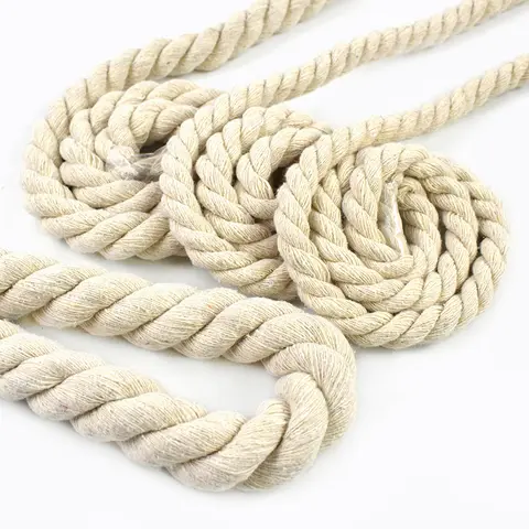5/10Meters Beige Cotton Cord 5/7/8/10/12/15/18/20mm 3 Shares Twisted Rope Bag Strap Macrame Cords Home Decorative Sewing Ropes