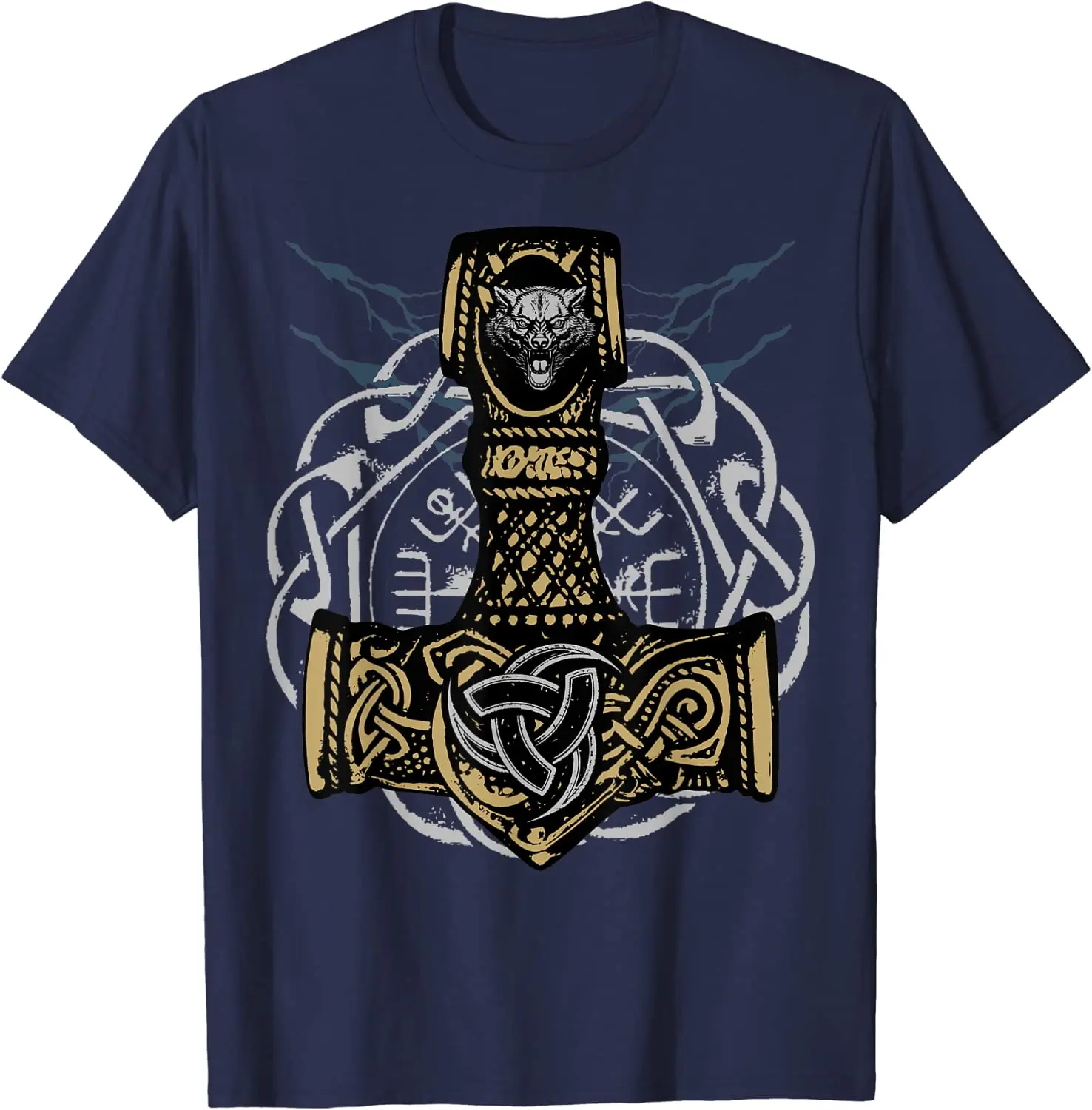 Thors Hammer Triple Horn of Odin Men T-Shirt Short Sleeve Casual 100% Cotton O-Neck Summer Shirt