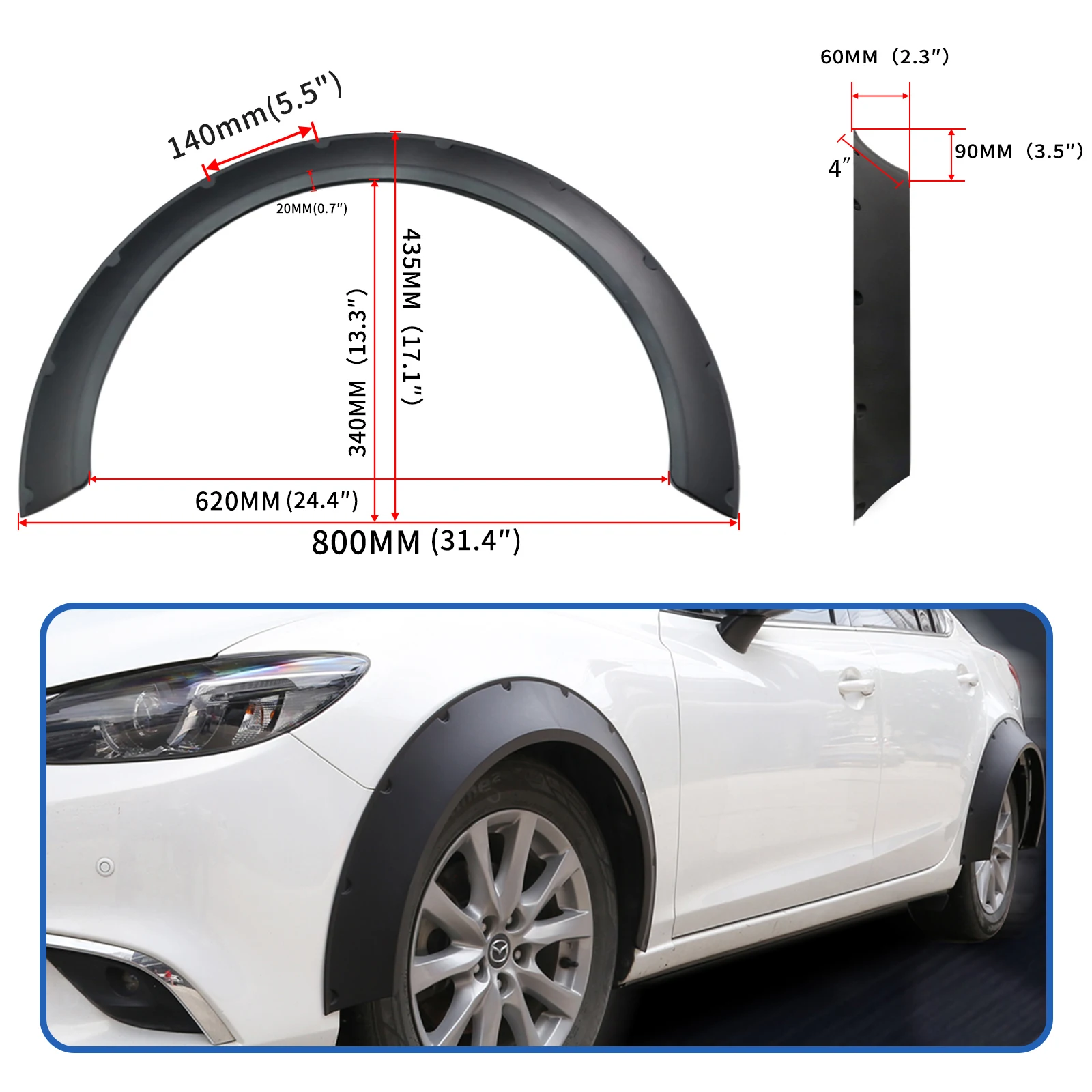 마쓰다 MX5 미아타용 4X 자동차 휀더 플레어 엑스트라 와이드 플렉시블 휠 아치 바디 키트
