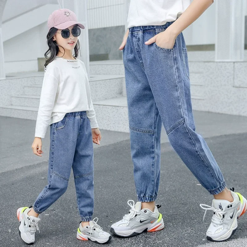 Boys Girls Loose Jeans Children's Autumn Spring Clothing Casual Trousers Teenager Fashion Cool Denim Pants Kids Baggy Sweatpants