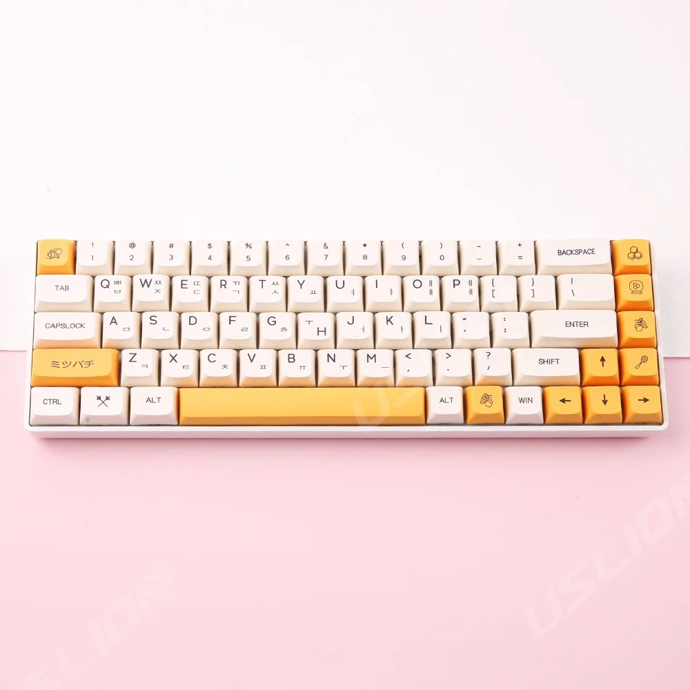 140 Keys Cute Bee Milk PBT Keycaps XDA Profile Dye Sublimation For Cherry MX Switches Mechanical Korean Japanese Keyboard Caps