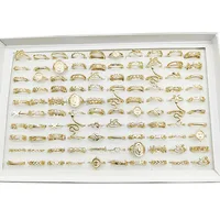 30pc/Lot Gold Color Finger Rings For Girls New Love Snake Animal Butterfly Cutout Star Pearl Thin Joint Ring Party Jewelry Women - Image 6
