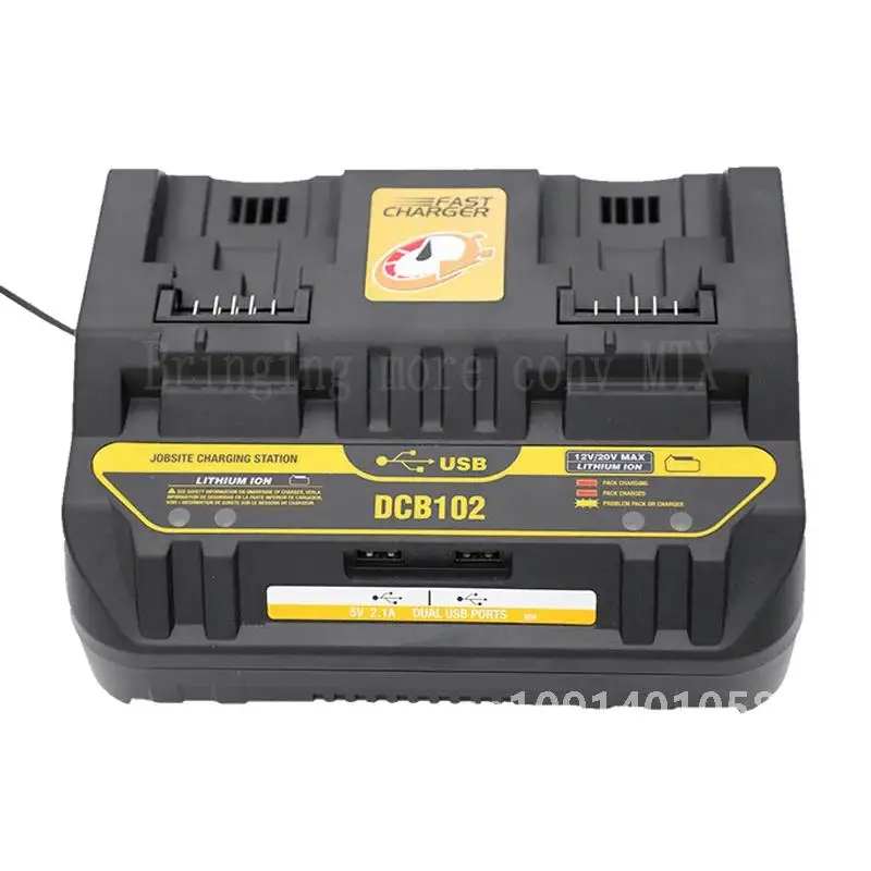 Fast charging DCB102 Li-ion Battery charger For DeWalt 12V 14.4V 18V 20V DCB105 DCB200 double charging postion with USB Port new