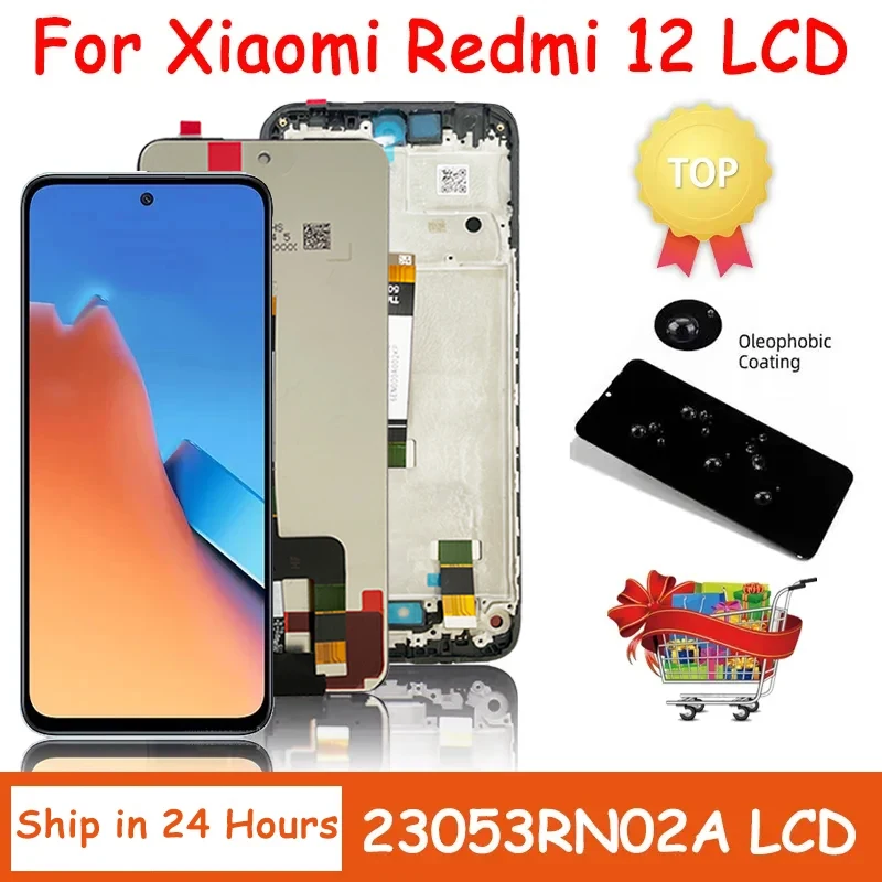 6.79'' Original For Xiaomi Redmi 12 LCD 23053RN02A Display Touch Screen Panel Digitizer For Redmi12 Display Frame