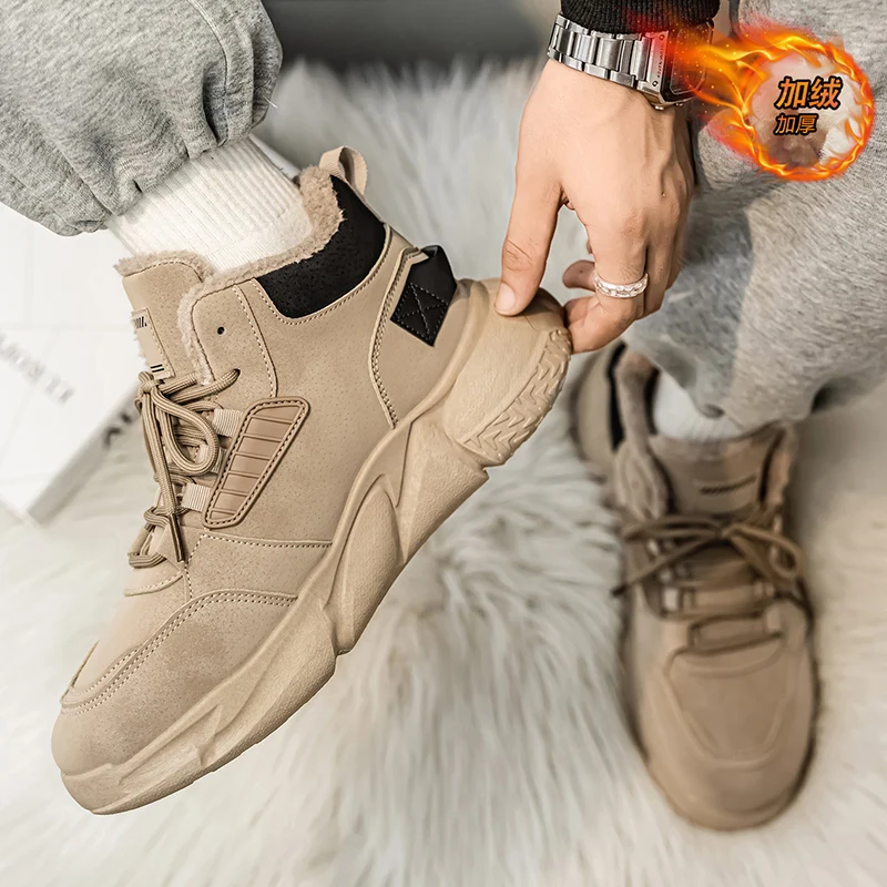 أحذية رياضية للرجال أحذية رياضية وترفيهية للرجال أحذية مبطنة بالقطن أحذية الكاحل العودة إلى الموضة القديمة المقاومة للاهتراء