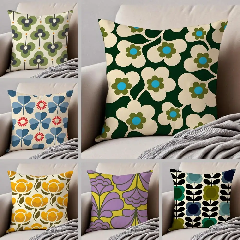Retro Irish Designer O-Orla Kiely Cushion Cover Throw Pillow Cover Hidden Button Durable Polyester Chair Cushion