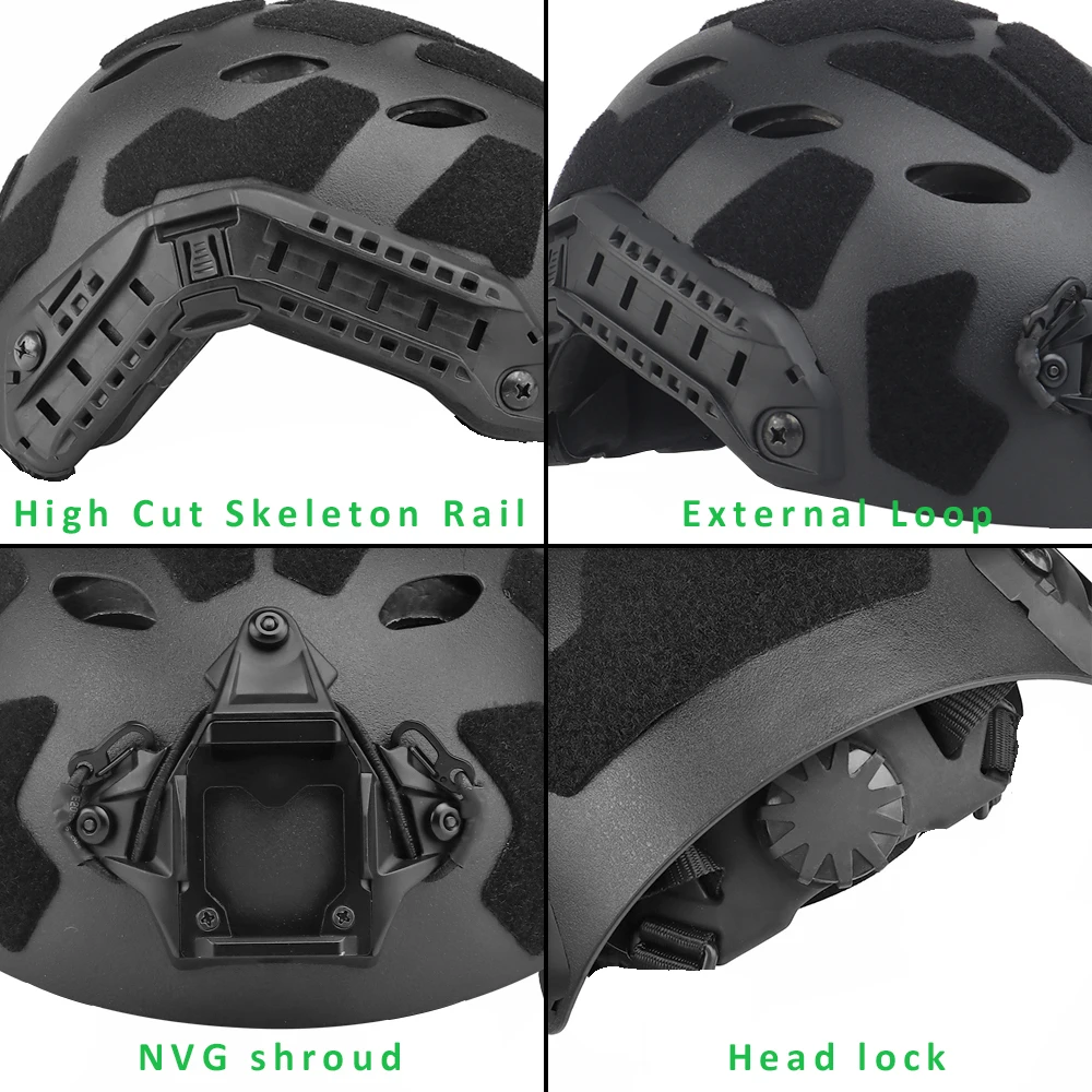 FAST SF Tactical Helmet Super High Cut Lightweight Modular Bungee NVG Shroud Skeleton Rail Shooting Paintball Accessories