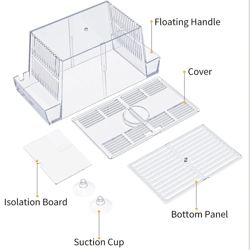 Fish breeding box, acrylic fish isolation box, with suction cups, aquarium incubator, suitable for baby fish, shrimp, clownfish,