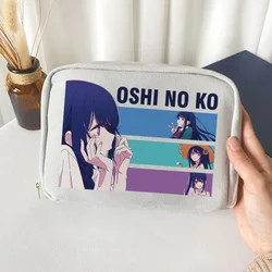 OSHI NO KO Hoshino Ai estuche de lápices de lona para niños y adolescentes, bolsa de cosméticos, caja de papelería para estudiantes, bolsas de bolígrafos de almacenamiento de gran capacidad