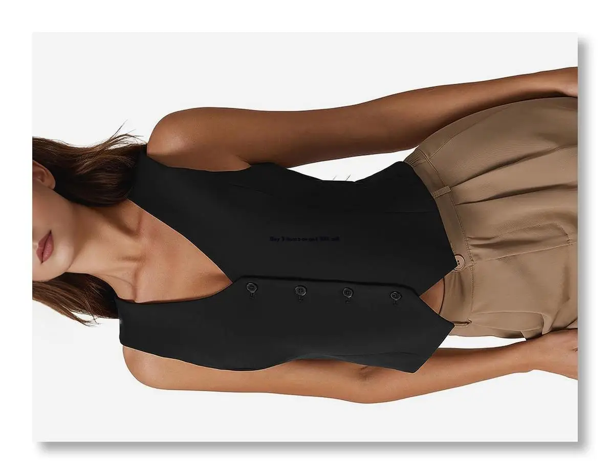 ●Vest Tops for Women, Knit V-Neck Sleeveless Button Down Vest Business Casual Outfits Black S