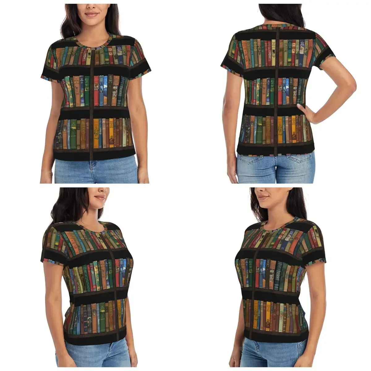 Education Library Book T-Shirt Women Short Sleeve T Shirts Round Neck Clothing Cotton Summer Tees Streetwear