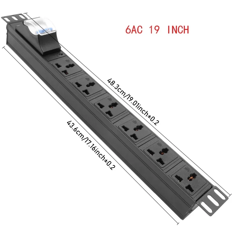 PDU power strip network cabinet rack 2-8AC 10A universal socket 16A-4000W air switch 2 meter extension cable socket