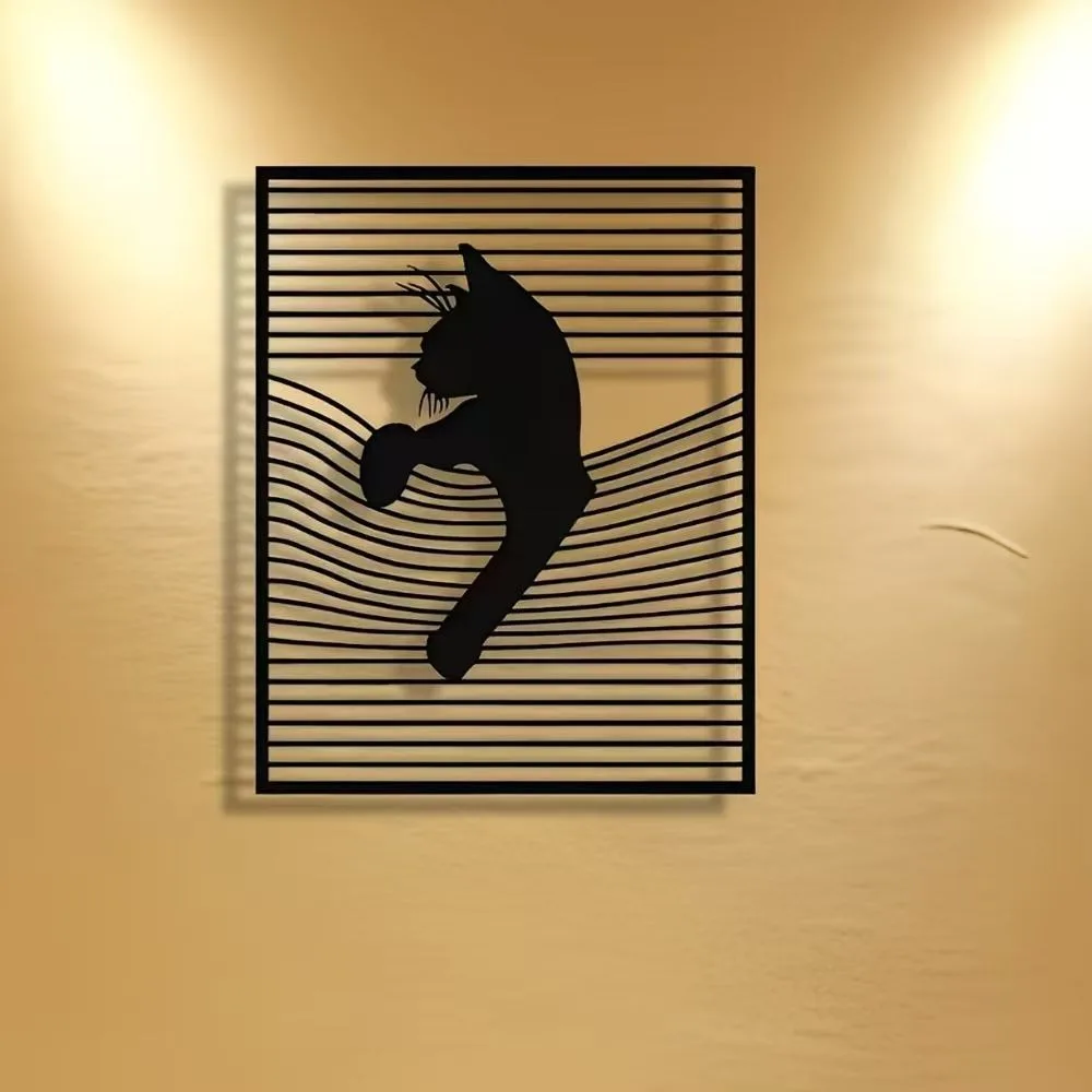 Metal Wall Art Hanging Decorative Paintings Abstract Living Room Cute Cat Background Wall Decorations Accessories for Home Decor