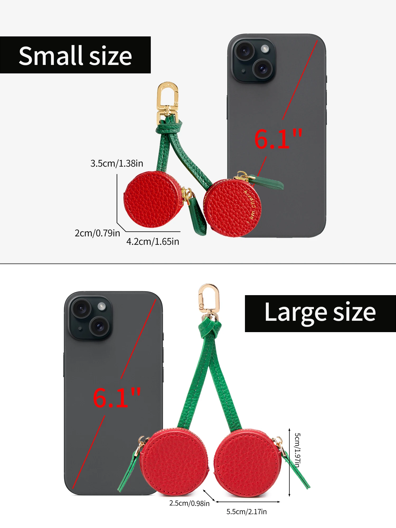 Modischer Persönlichkeits-Fruchtanhänger in Kirschform, Mini-Münzbörse, Niedlicher Schlüsselanhänger, PU-Leder-Taschenanhänger, Kleine Tasche, Geschenk für Mädchen – Detail 23