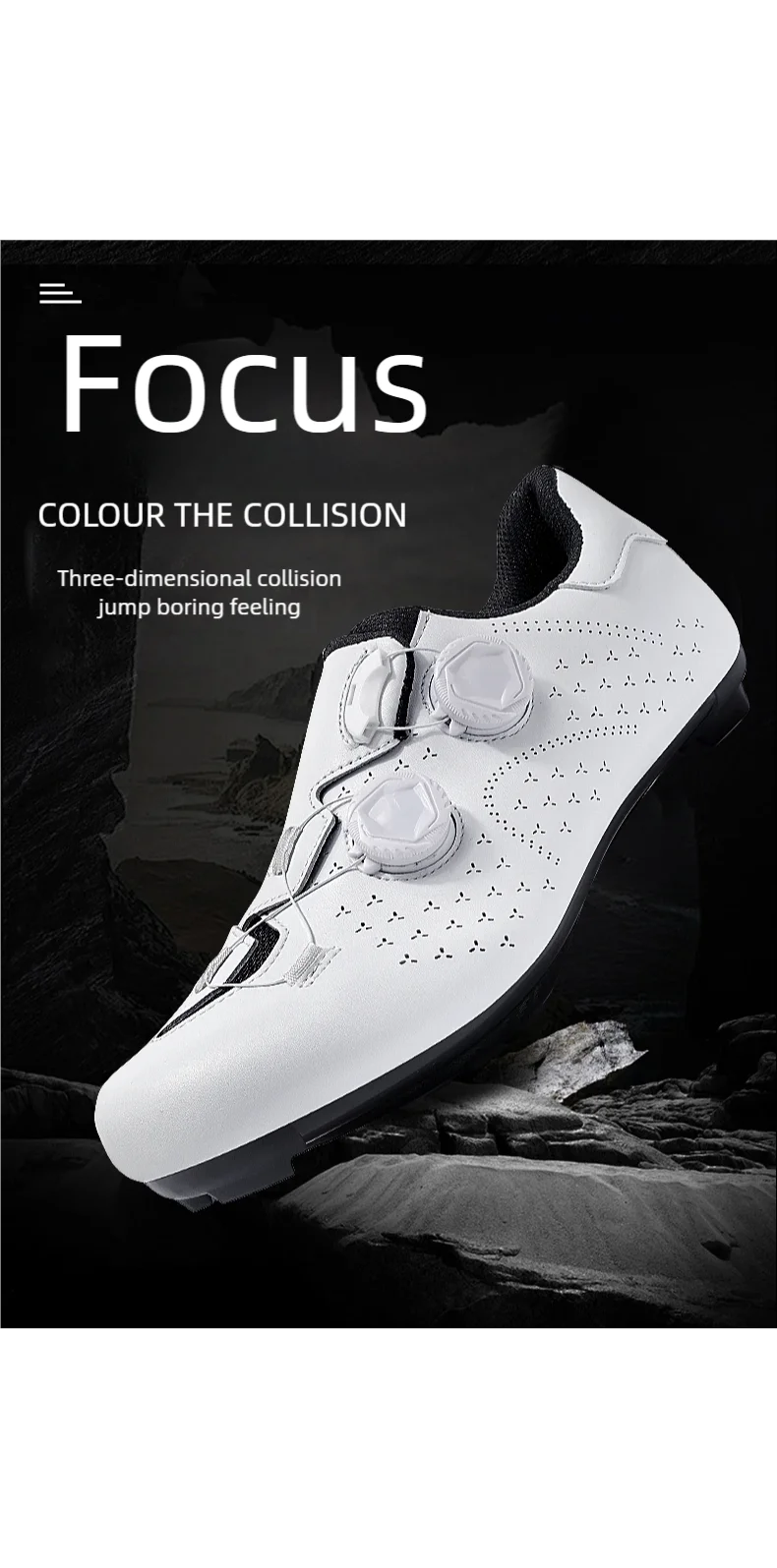 Speed Cycling Sneaker Herren Rennrad-Schuhe Cleat-Schuhe SPD-Schuhe Fahrrad-Flachpedalschuhe Herren Fahrrad Outdoor-Schuhe Weiß – Detail 2