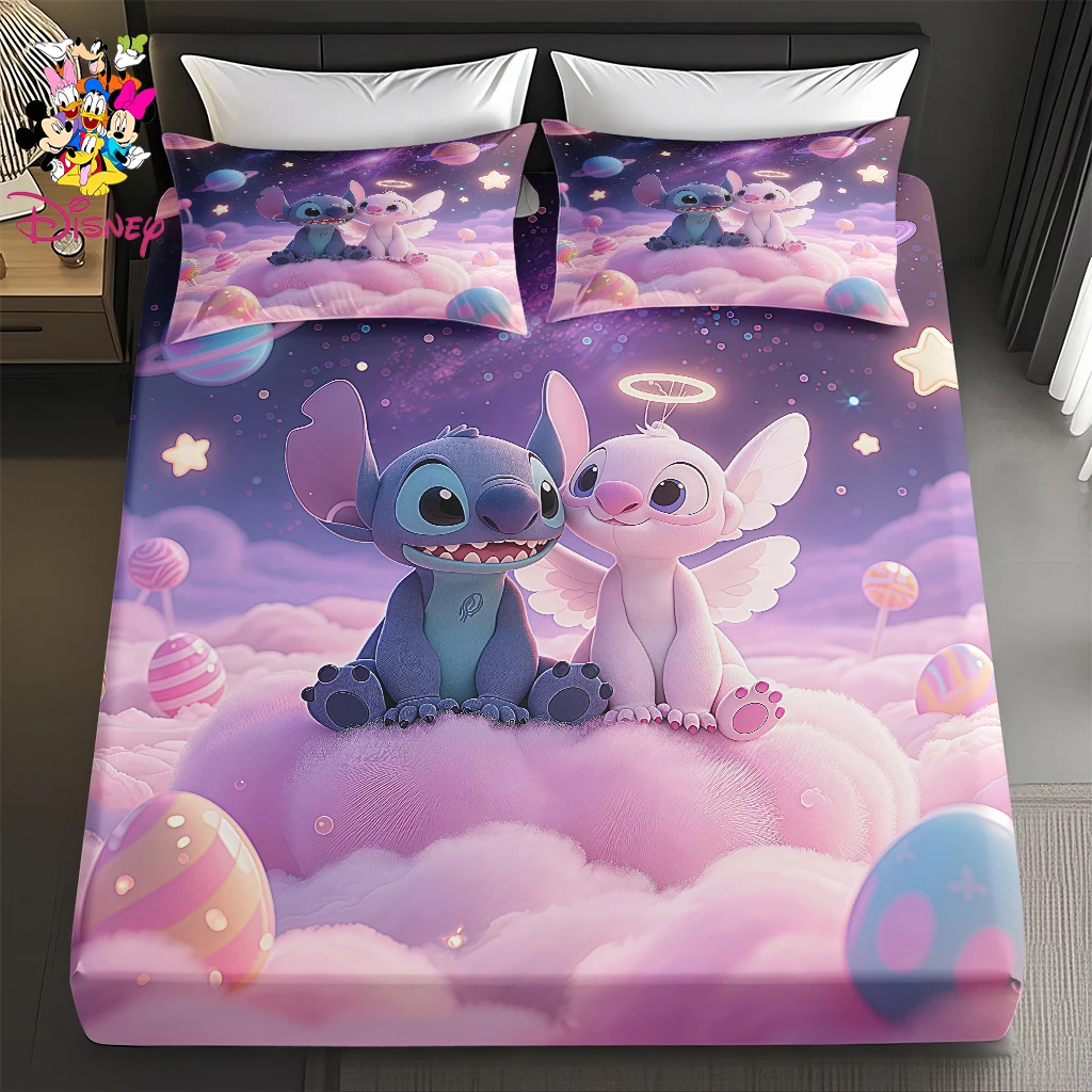 2/3 قطعة مجموعة ألواح ديزني ستيتش والملاك المجهزة، موضوع سحابة السماء المرصعة بالنجوم، مناسبة لغرف النوم المنزلية/غرف الضيوف/المهاجع