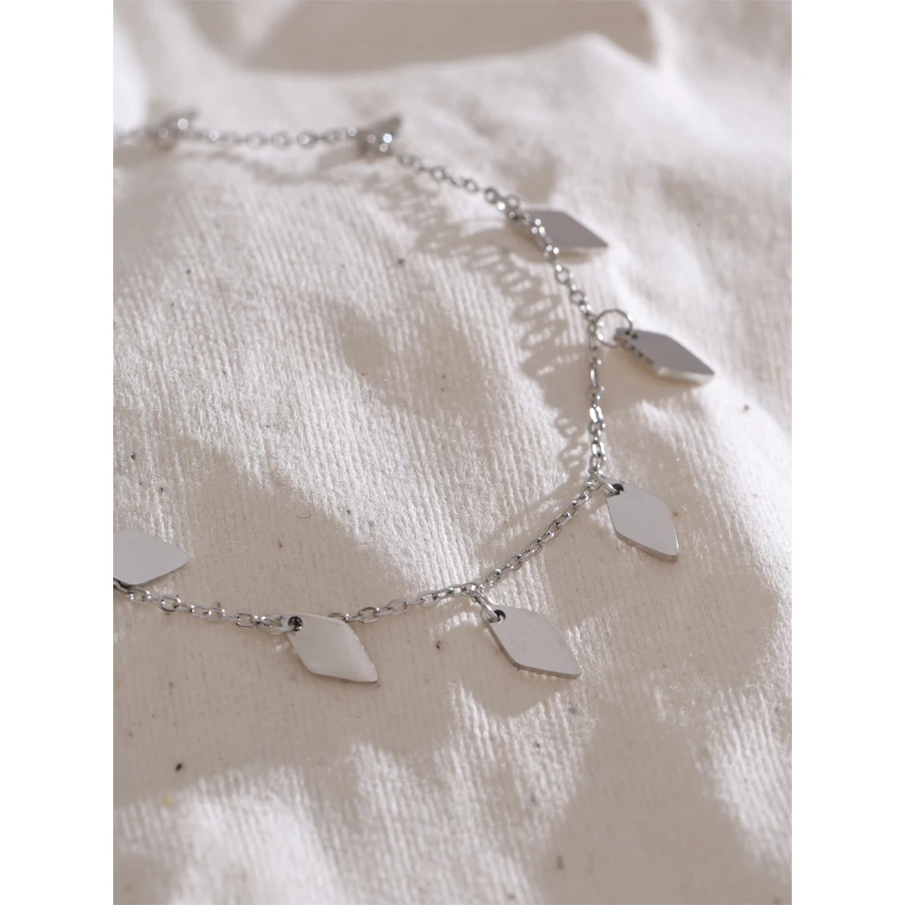 NiNice 316L Stainless Steel Chain Rhombus Drop Necklace Stain Less Metal Statement Collar Jewelry Accessories Gift