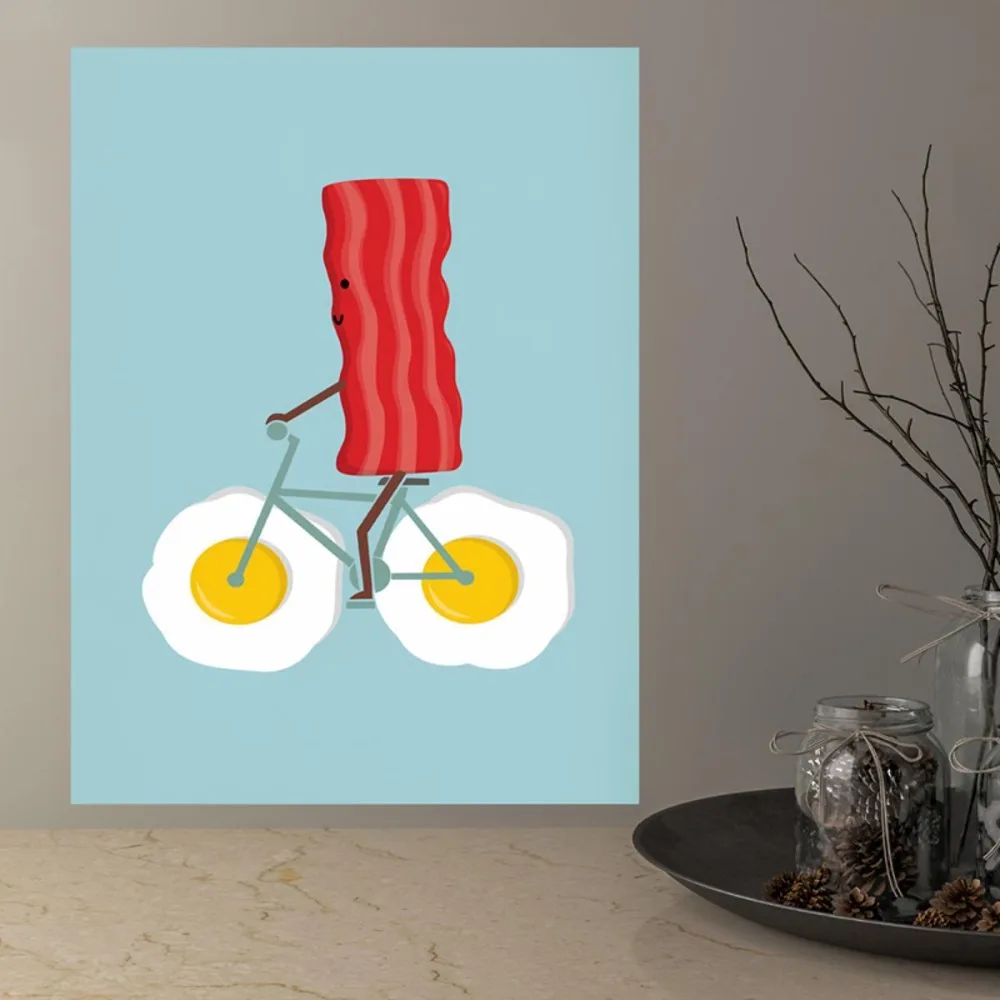 1pc Bacon and Egg Printing Breakfast Wall Art Canvas Painting for Bedroom Kitchen Dining Room Wall Art Decoration Frameless