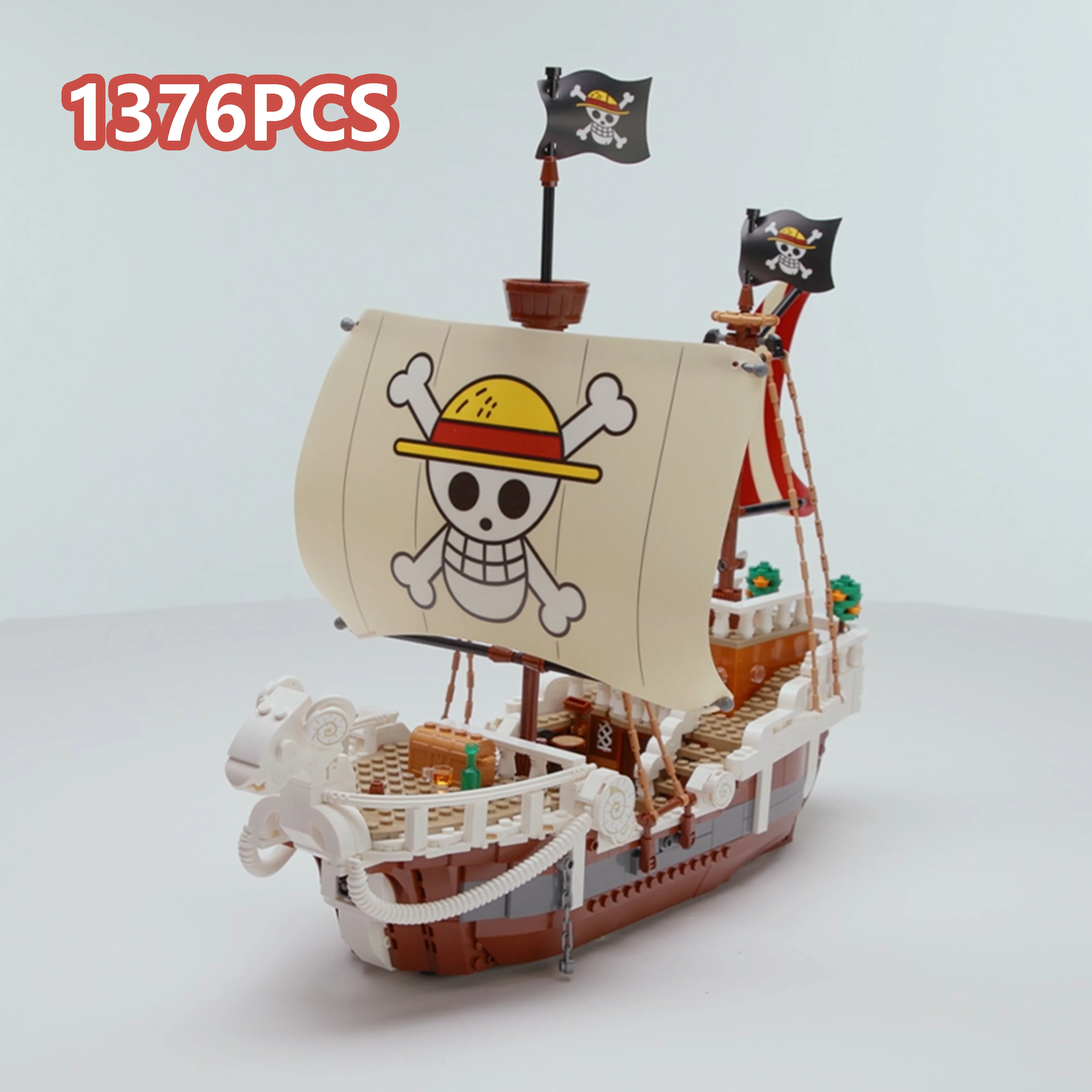 

1376 шт. цельные строительные блоки Going Merry Pirate Ship, модель Grand Line Series, набор дисплеев, подарок для фанатов аниме, рождественский подарок