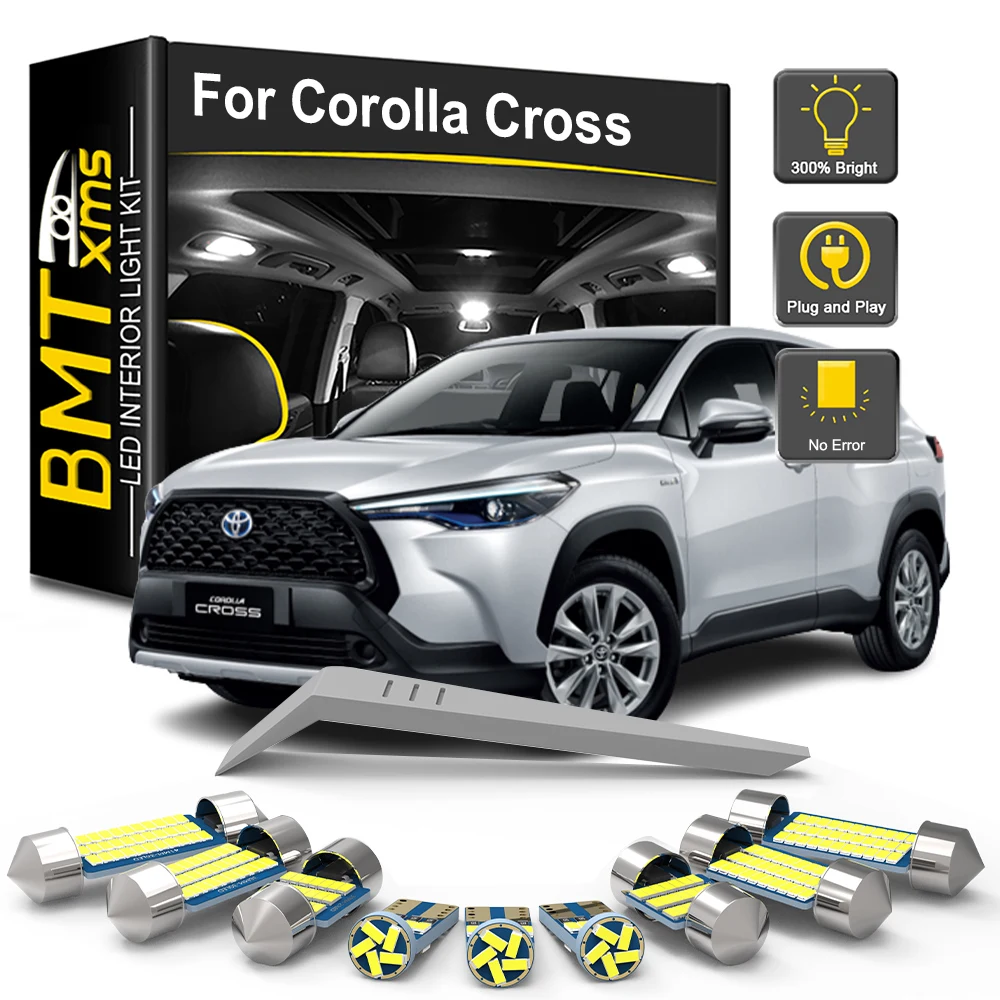 BMTxms 10Pcs For Toyota Corolla Cross 2024 2025 2026 Car LED Interior Light Bulb Kit LED Dome Map Trunk Lamp Canbus Error Free
