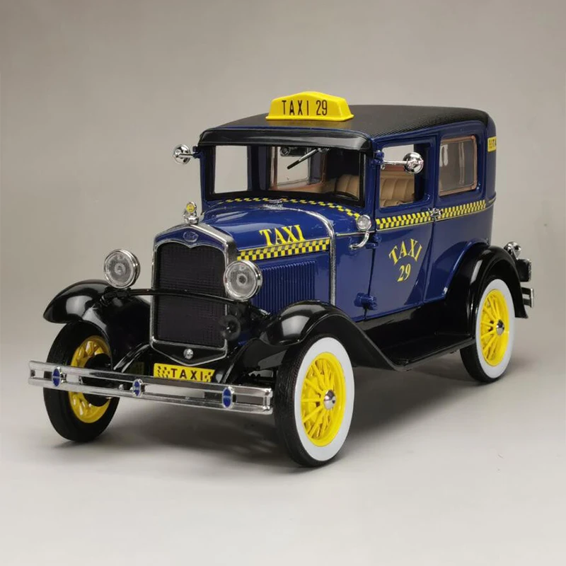 Diecast 1/18 Scale 1931 Ford A Tudor Taxi 6107 Simulation Alloy Car Model Display Collectible Gift Toy Souvenir Decration