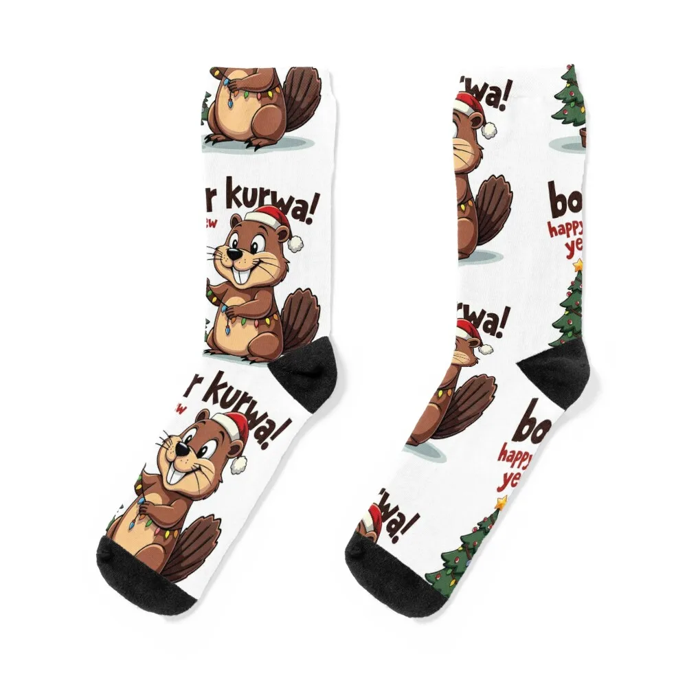 

bober kurwa / bobr kurwa christmas Socks sheer Wholesale with print Women's Socks Men's