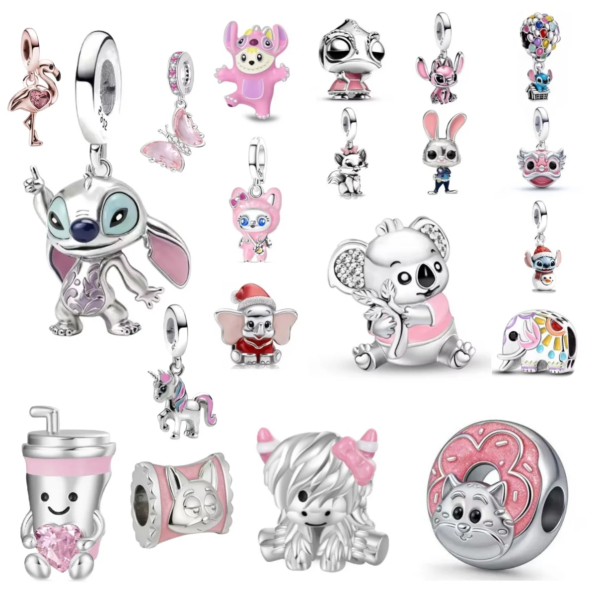 

Cute animal bead 925 sterling silver sloth, rabbit, flamingo charm bead bracelet fashion accessory girl gift