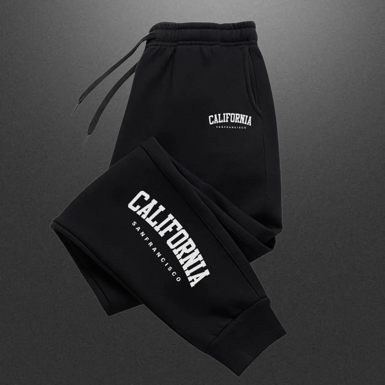 Casual Printed Sports Running Trousers Men Women Autumn Drawstring Long Pants Fitness Solid Sweatpants Unisex Gym Wear