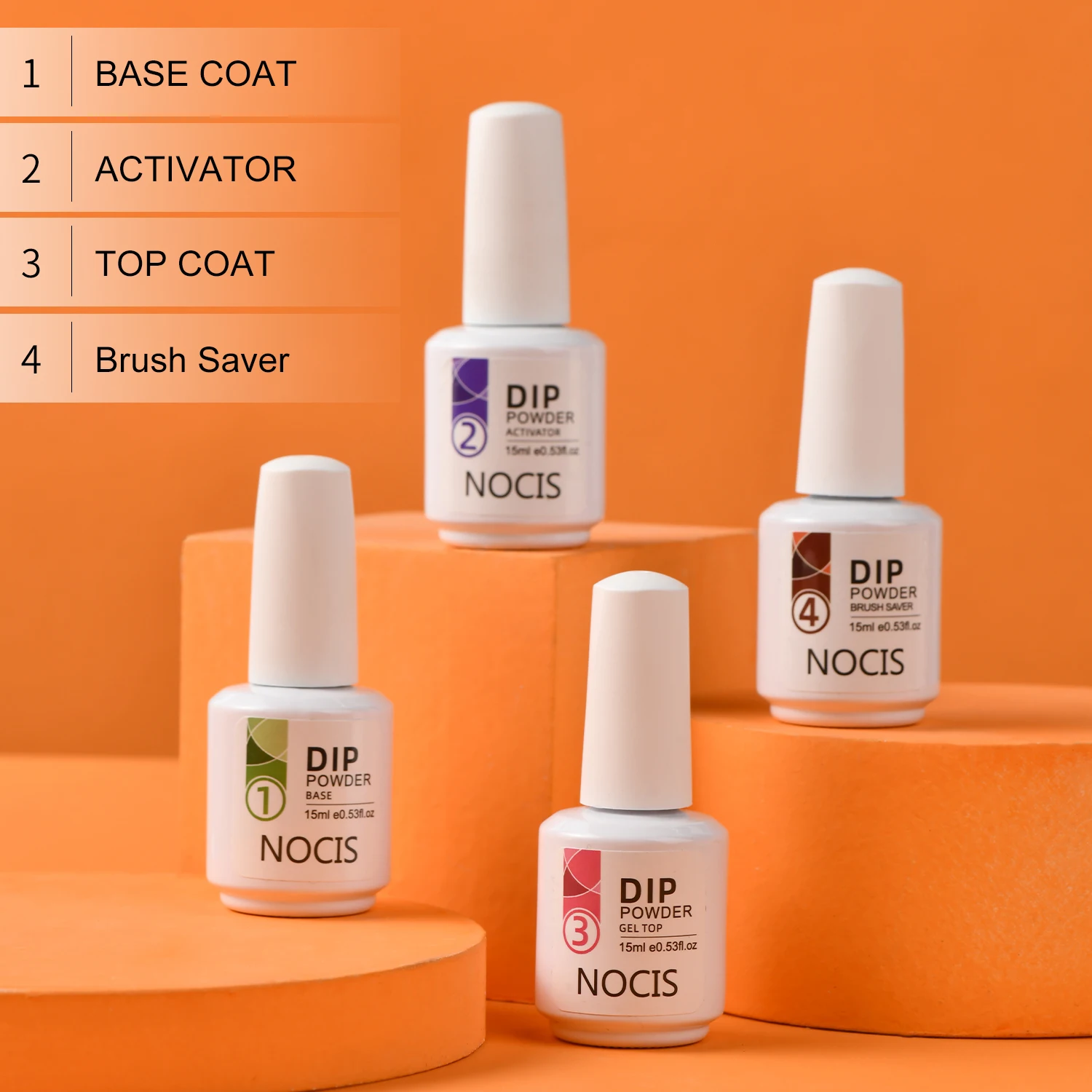 Kit completo de uñas en polvo para inmersión, juego de 4 piezas con base, capa superior, activador y protector de pincel, elementos esenciales de manicura acrílicos inodoros