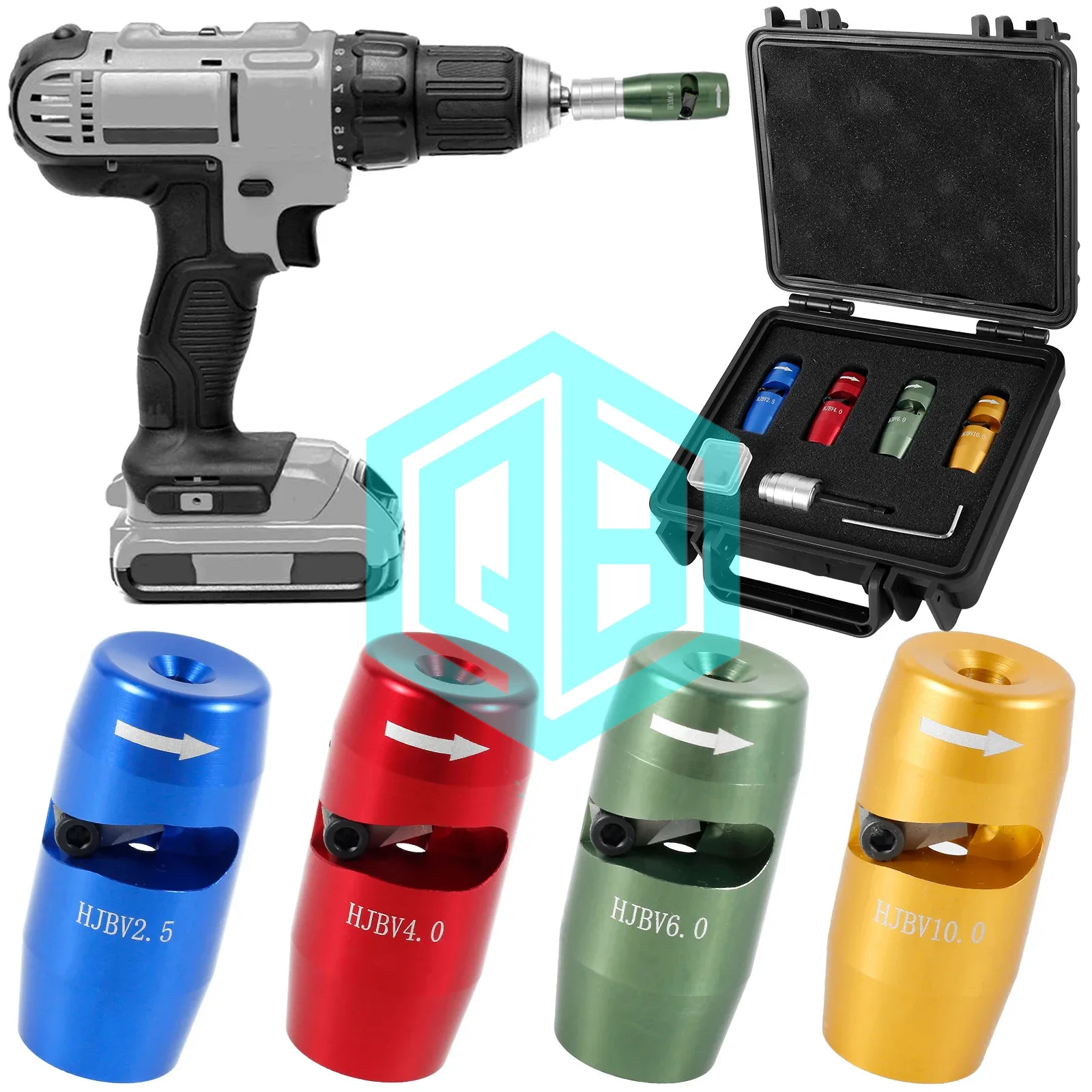 

1Set Electric Wire Peeling Stripper Square Cable Stripping Tool 2.5/4/6/10 Adjustable Wire Stripper Use with Hand Electric Drill