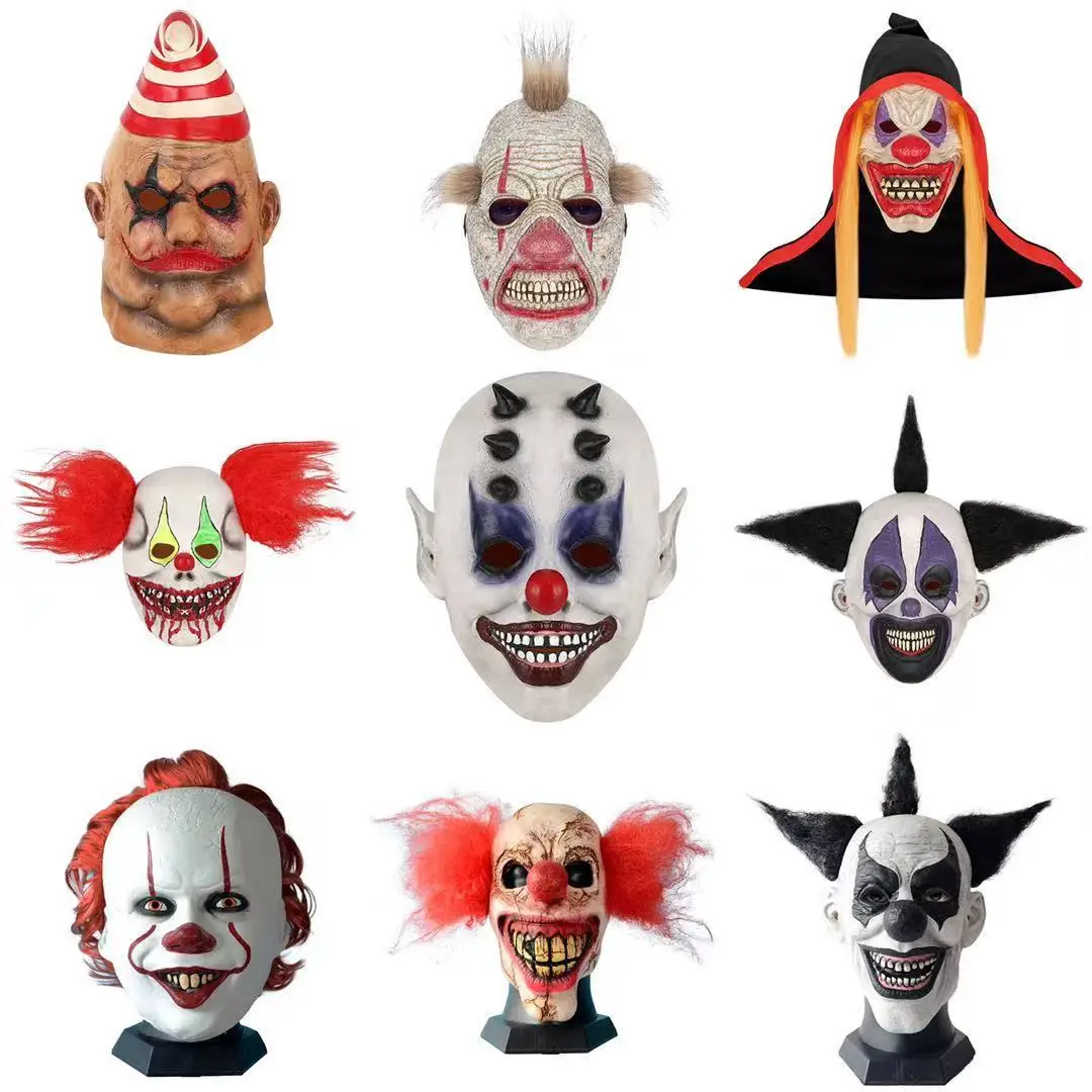 

Various Clown Mask Halloween Scary Evil Clown Head Cover Costume Party Movie Cosplay Joker Mask Creepy Devil Smiling Clown Masks