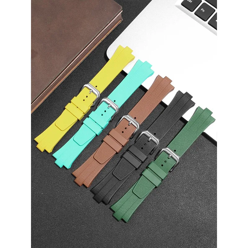 Fluororubber watch strap 9mm special wristband with convex mouth stainless steel watch buckle for Citizen NJ0150 NJ0151ME