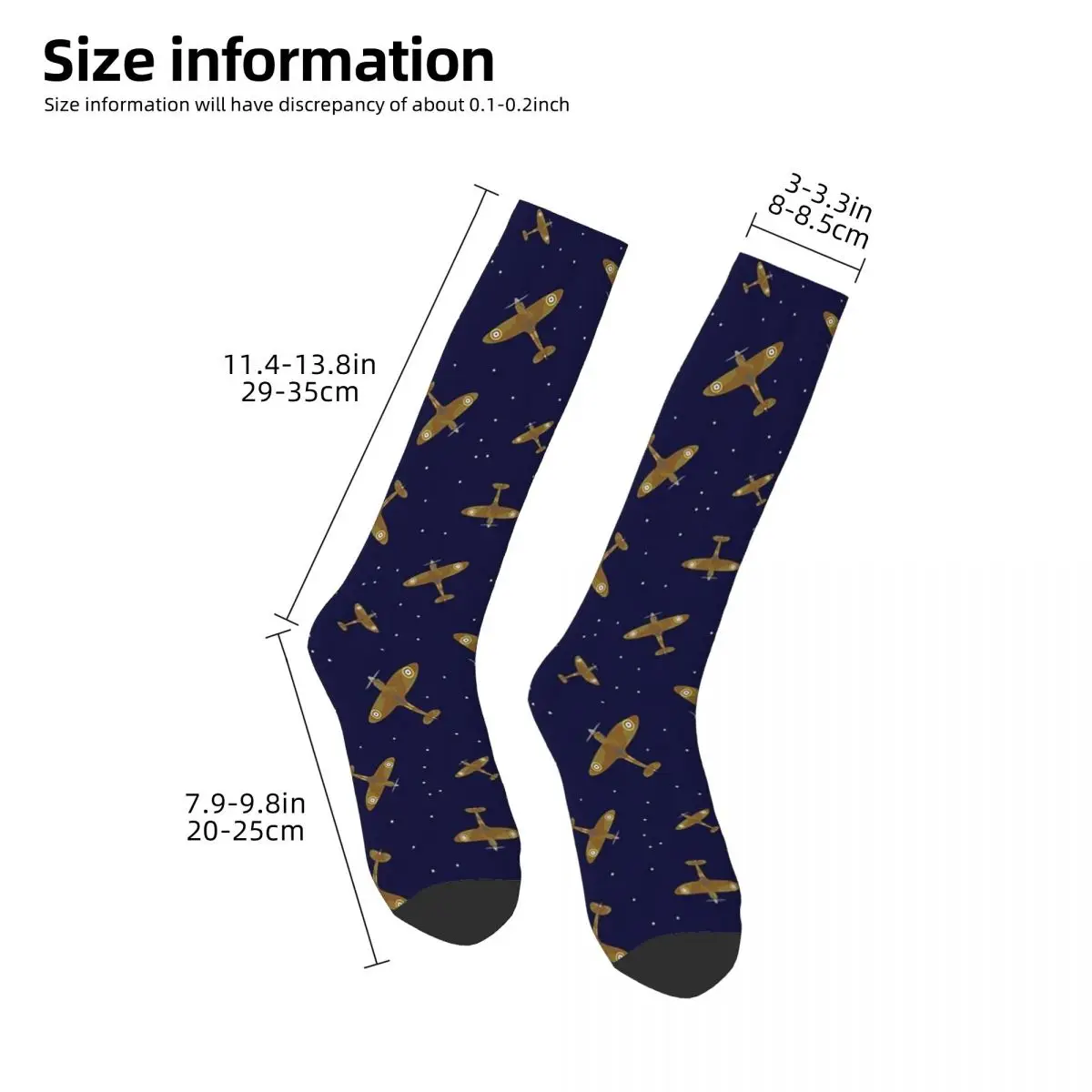Spitfire War Planes In Flight On Navy Blue Socks Harajuku Stockings All Season Long Socks  for Man Woman Birthday Present