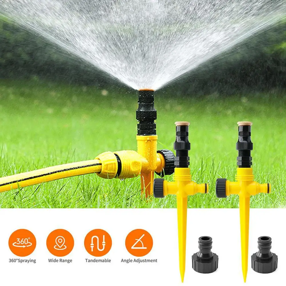 360° Rotating Garden Sprinkler Automatic Lawn Water Sprinkler with Ground Spike Adjustable Irrigation Sprayer for Yard/Farm