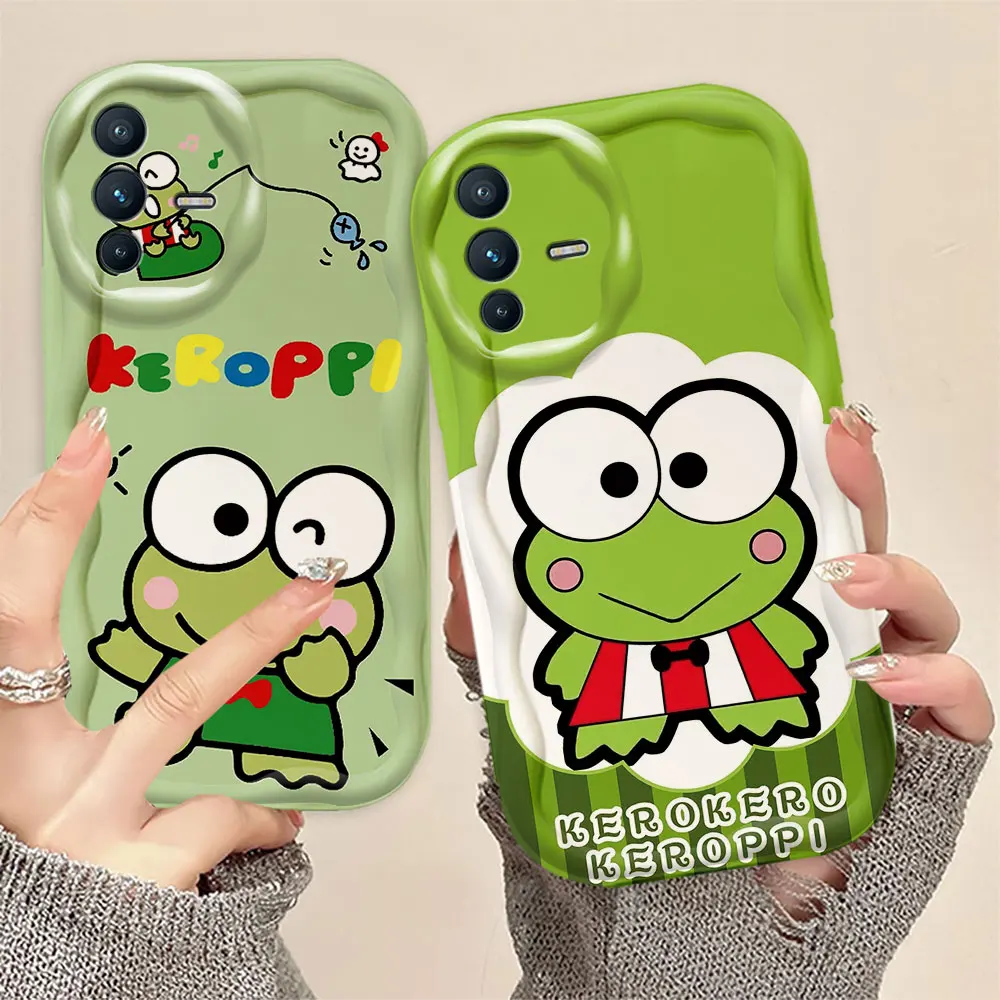 Cute Kero Keroppi 3D Wave Phone Case For VIVO S1 T1 V15 V20 21E V23 V23E V25 V25E V27 V27E V29E V30 V40 V30E Case Funda Capa