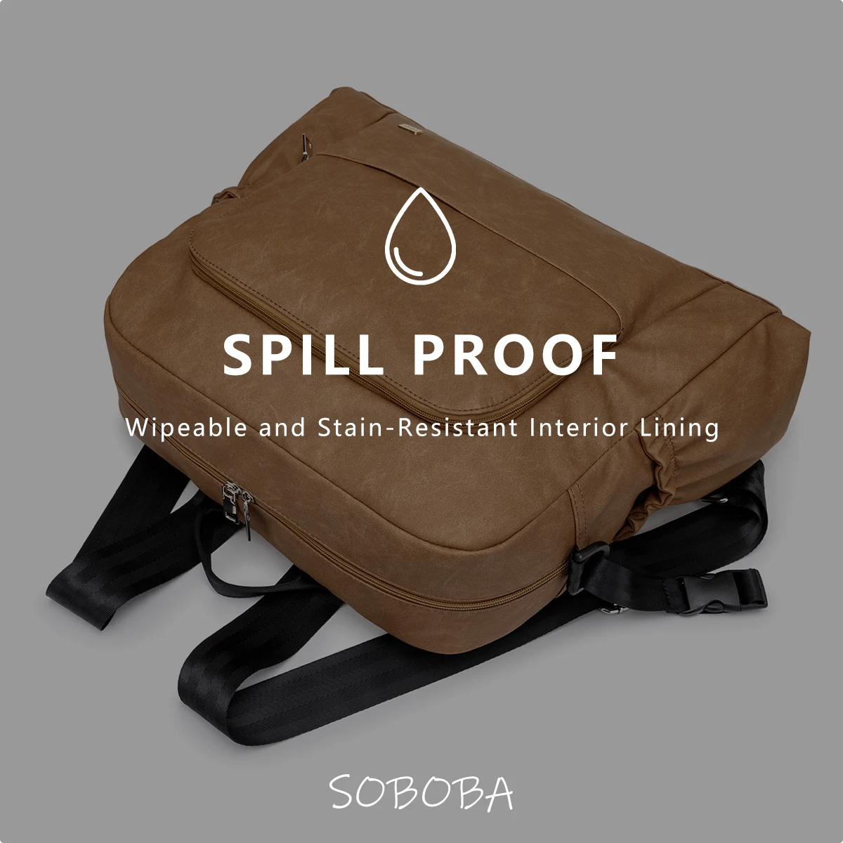 حقيبة ظهر Soboba New Mommy Diaper ذات سعة كبيرة ومتعددة الوظائف وحقيبة حفاضات مقاومة للماء للخروج السريع مع شريطين