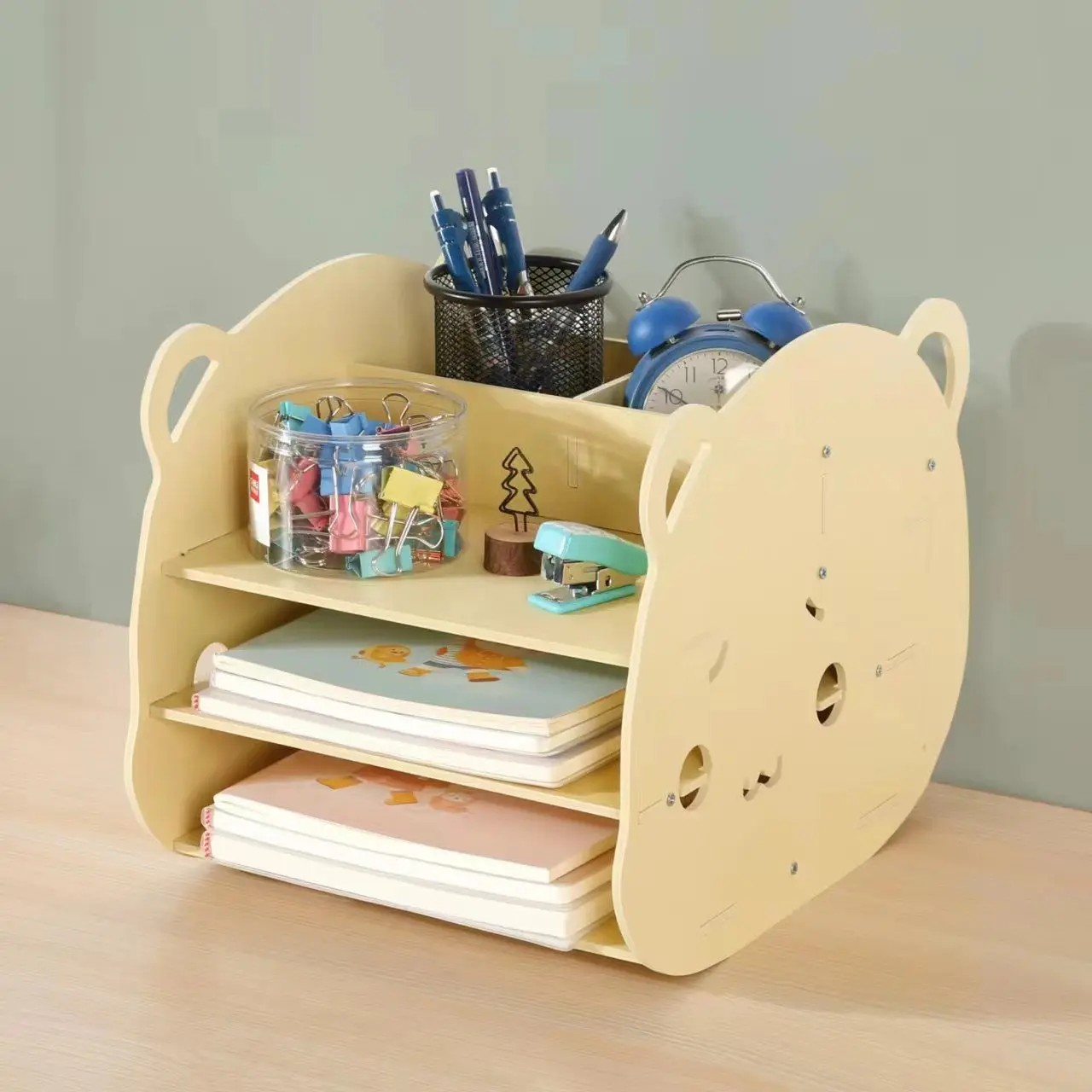 Novo A4 Cute Desktop Storage Box Material de Escritório Acabamento Caixa De Armazenamento Office File Rack Multi-Layer File Shelf Data Bookshelf