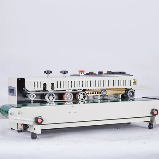 Automatic FR1000 Continuous Sealing Machine For Plastic Bag With Ink Wheel Date Printing Sealing Machine