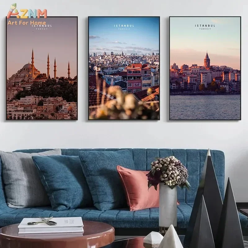 AZNM Turkey City Landscape Canvas Wall Art Istanbul Cappadocia Antalya Ankara Scenery Print Poster Home Decor No Frame
