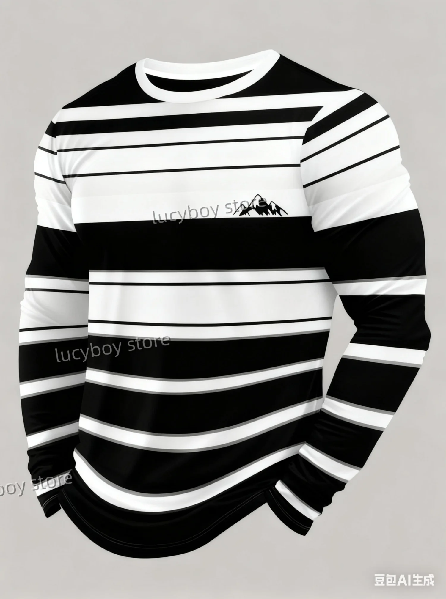 2025 Autumn Men's Graphic T-Shirts Long Sleeve Colorful Stripe Print Vintage T Shirt Vintage Loose Sports O-Neck Men Clothing