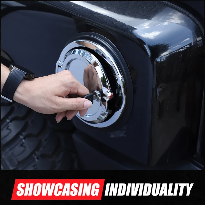 Juego de 1 pieza de aleación de aluminio plateado y negro para Hummer H3 2005-2009, tapa de tanque de combustible para coche, cubierta de bloqueo antirrobo, pegatina, accesorios para coche