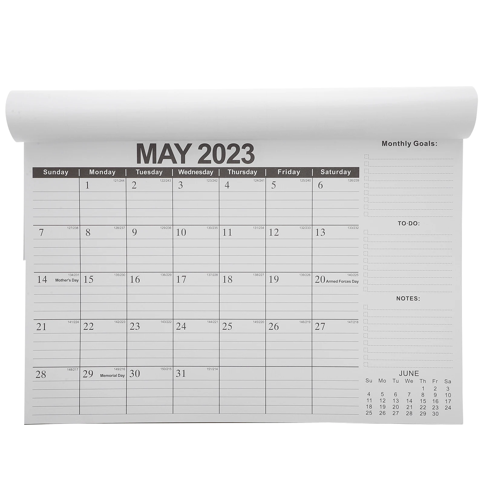 

Black English Wall Calendar 2023 Stylish Desk Planner for Home Office Decoration
