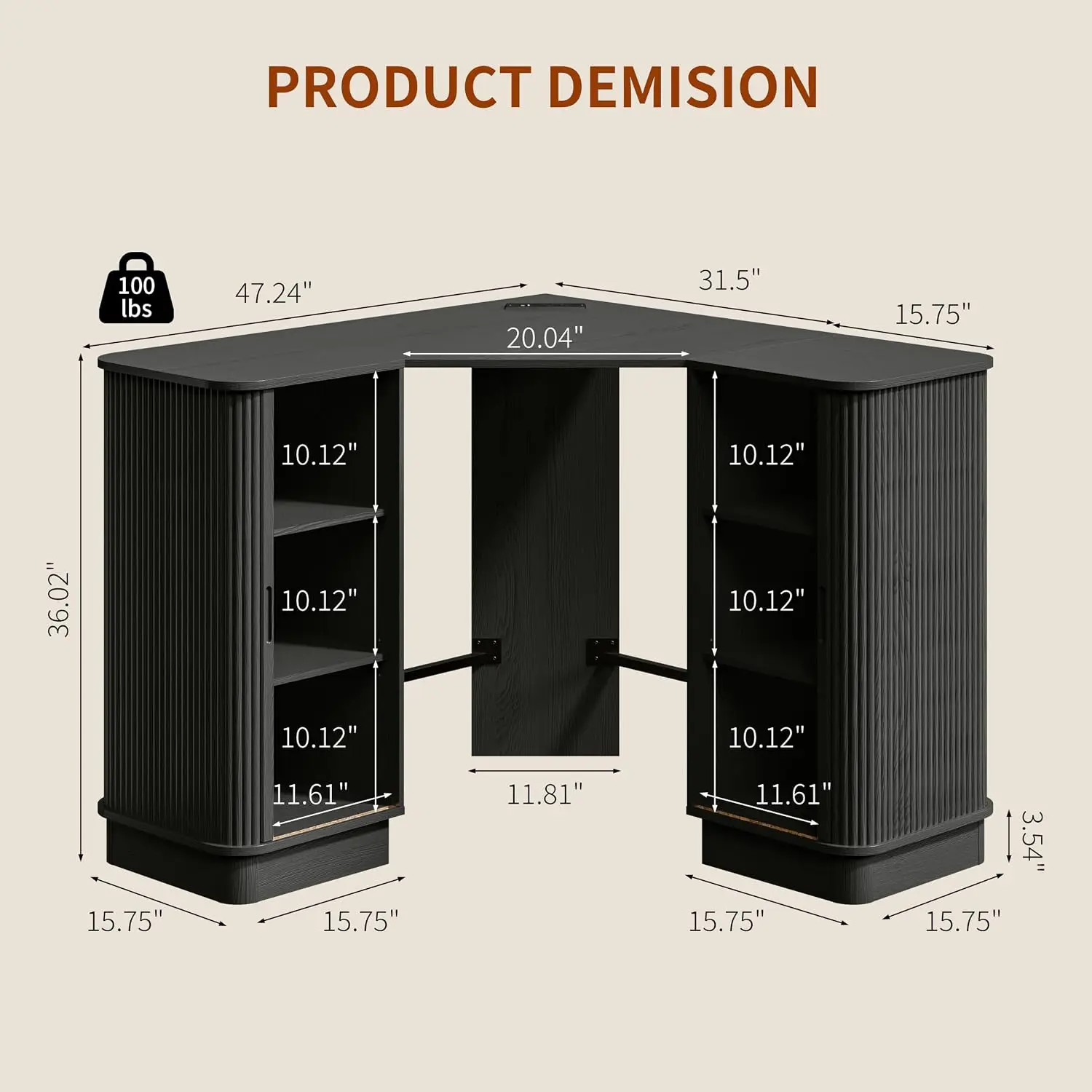 L Shaped Corner Bar Cabinet with Fridge Space & Power Outlet, Adjustable Shelves for Kitchen Living Room Bar, Black, Customized