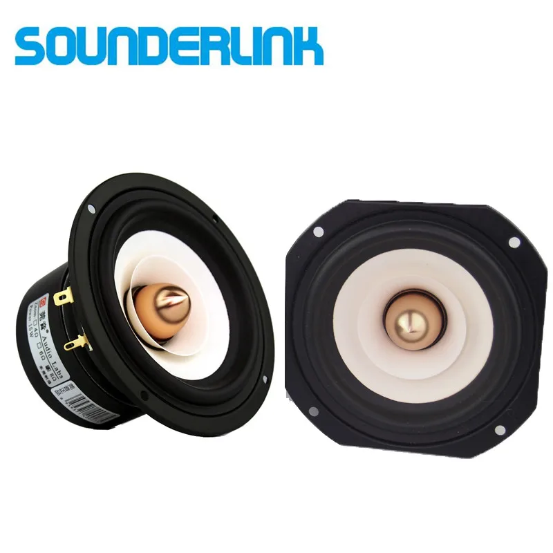 Sounderlink 4" Full Range Speakers Aluminum Bullet & Kapton Cone HiFi Bookshelf/Desktop Monitor MidRange Woofer, 4/8 Ohm