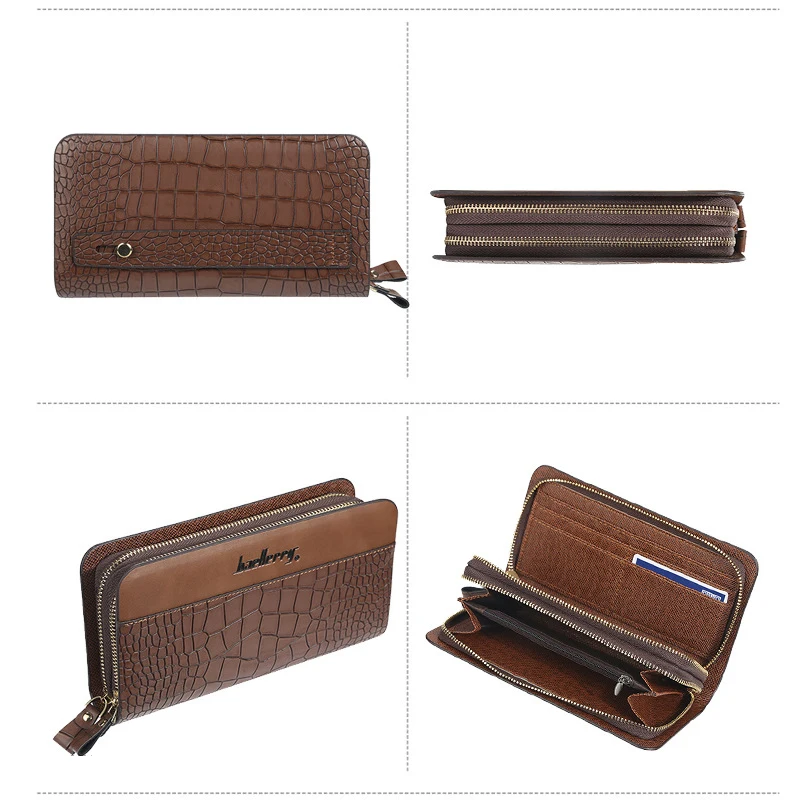 Herren-Clutch, PU-Leder, großes Fassungsvermögen, Reißverschluss um Kartenhalter, Geld, Telefon, Scheckheft, Handtasche