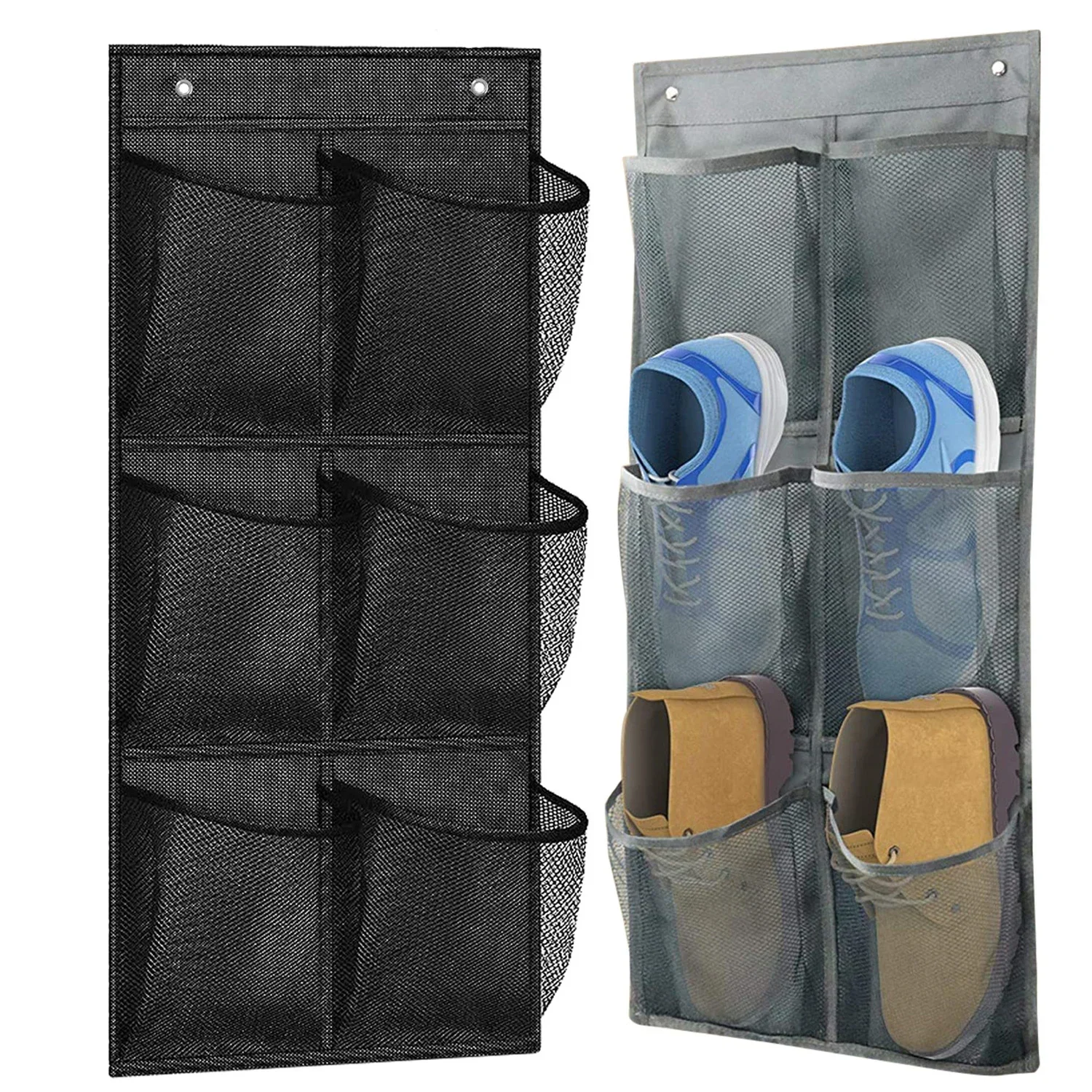 6 Grids Wall-mounted Sundries Organiser non-woven Fabric Closet Storage Mesh Bag Pocket Clear Hanging Over The Door Cloth Box