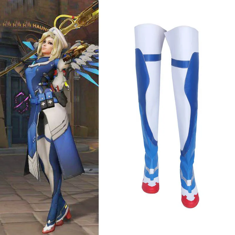 Aangepaste genade Angela Ziegler cosplay schoenen lange laarzen dames heren Halloween spel schoenen