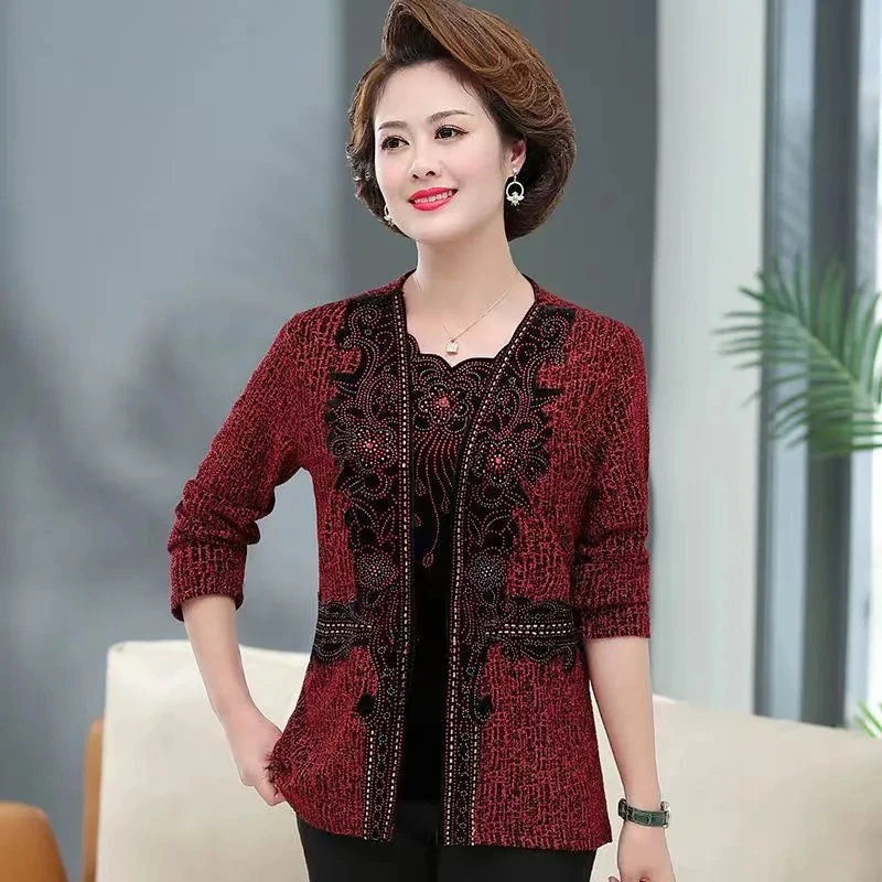 وهمية قطعتين سترة المرأة 2025 الخريف الربيع طويلة الأكمام سترة عالية الجودة الديكور سترة للنساء #2