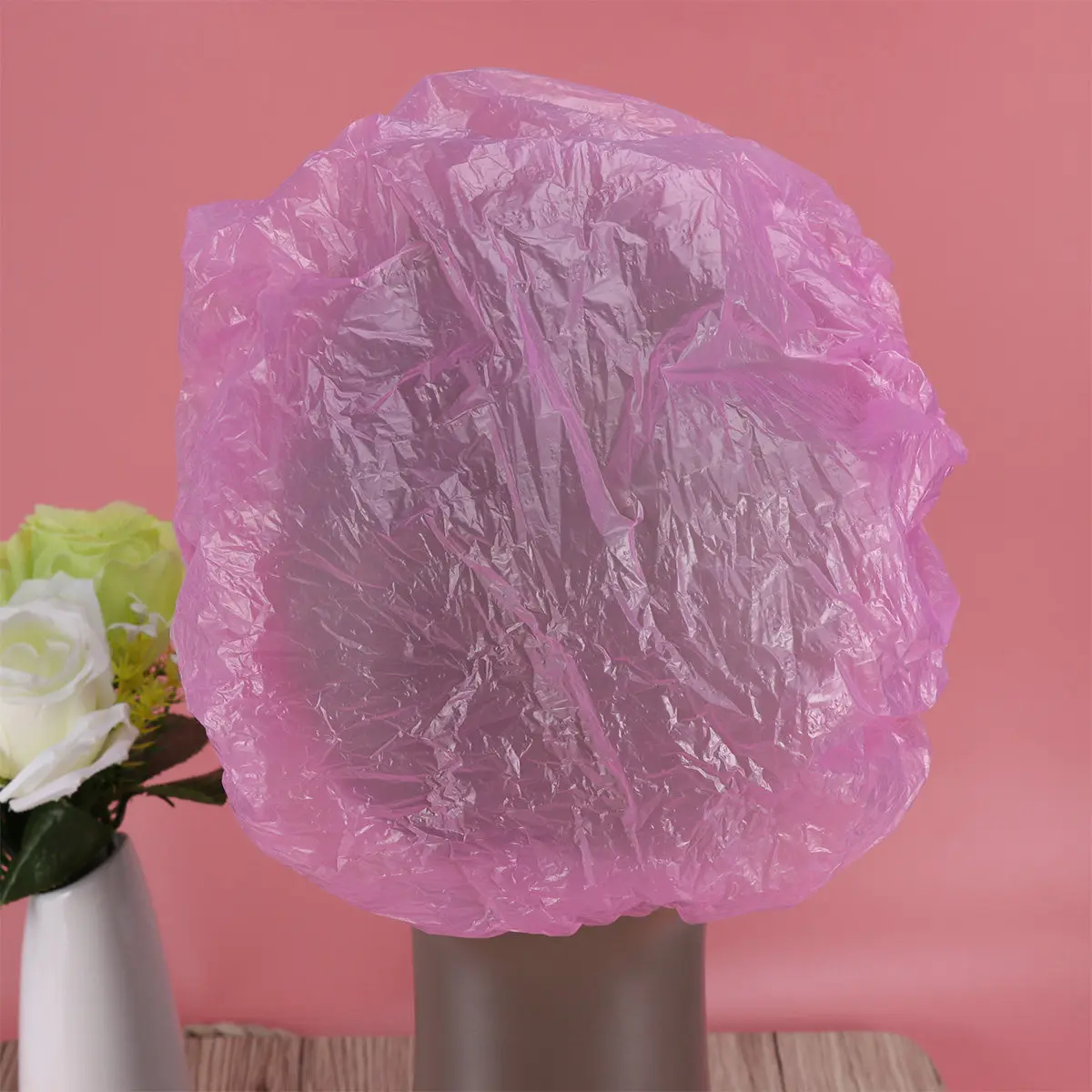 200Pcs Clear Shower Caps Lightweight Plastic Hair Dye Cover One Size Fits Most Disposable for Salon Barber Store Hotel