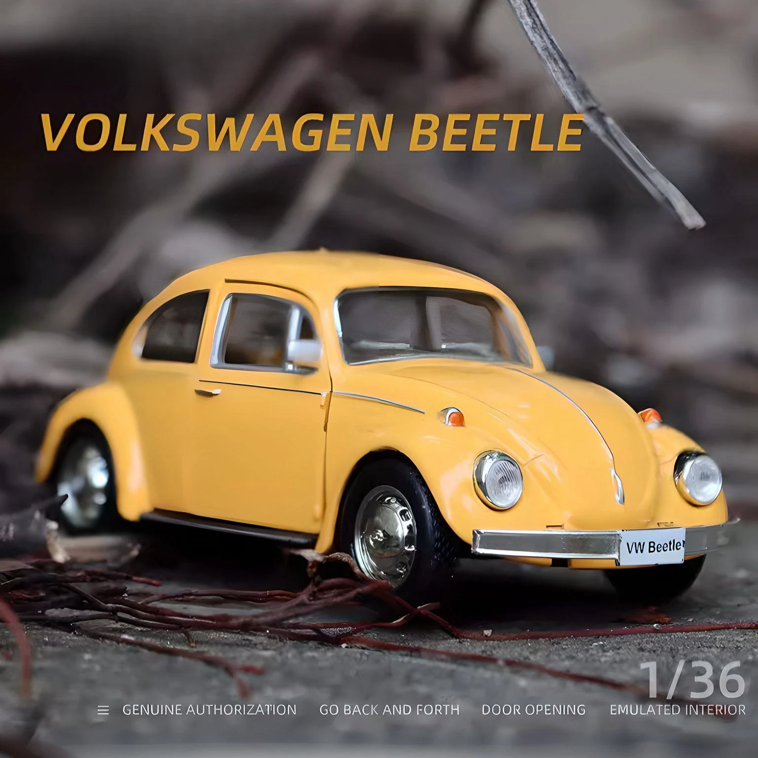 1/36 Volkswagen Classical Beetle Toy Car For Children RMZ CiTY Diecast Miniature Model Pull Back Collection Gift For Kid Boys